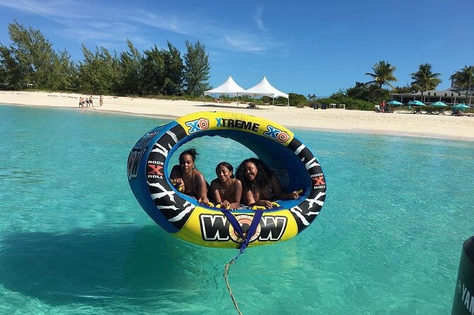 Wow Extreme Tube on Gracebay Beach Turks and Caicos Islands - Beach pickup, life jackets, and what to bring (hint: goggles)